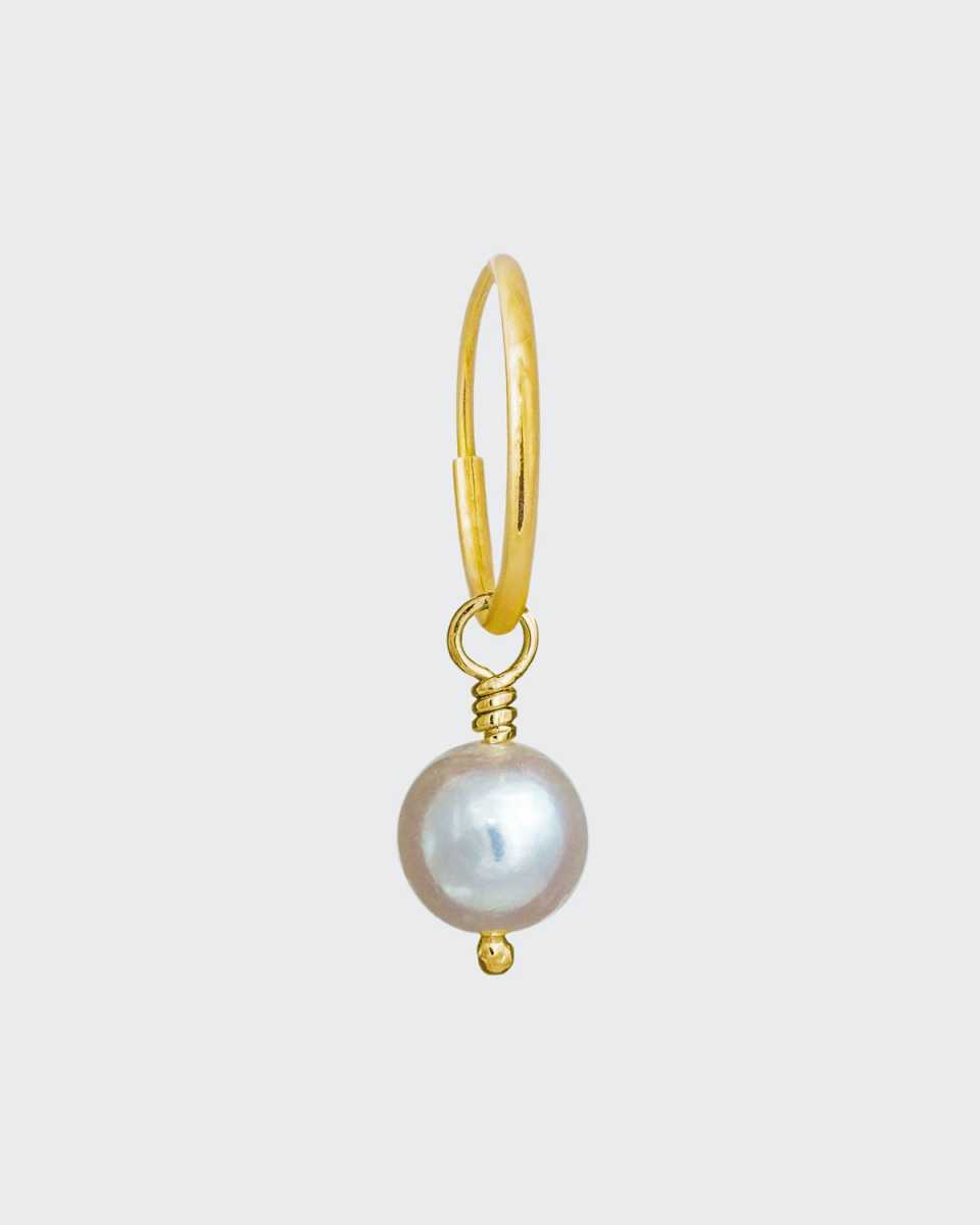 18K White Pearl Drop Earring, Single, 6mm